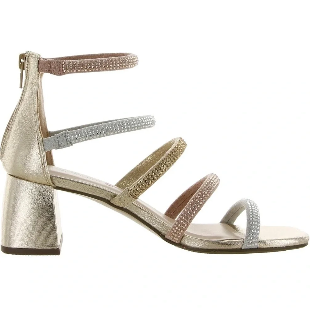 Steve Madden kids Jlucyy strappy metals chunky heel sandal kids 6 woman’s 7.5